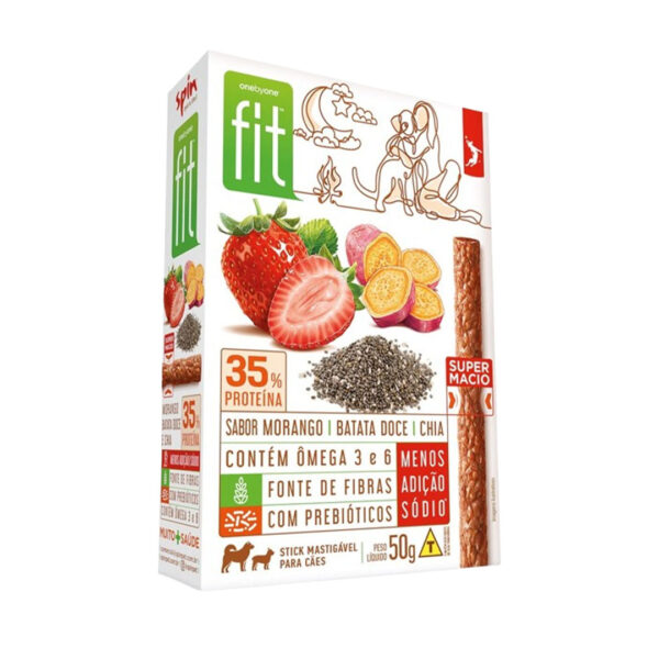 Stick Fit Petisco Palito Spin Pet para Cães Sabor Morango 50g
