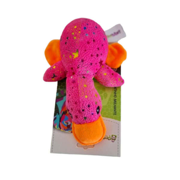 Bichinho Pelúcia Pato Brilho Apito 18cm