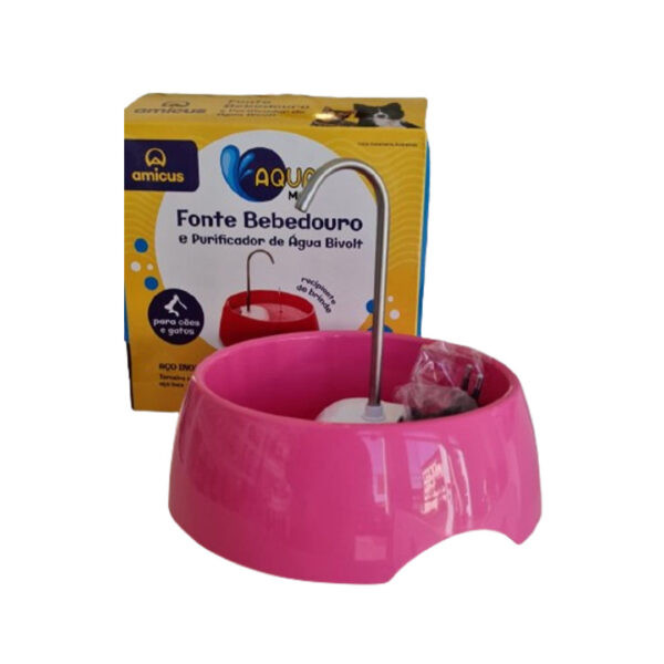 Fonte Bebedouro e Purificador de Água Bivolt Rosa e Vermelho
